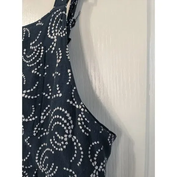 Maeve Anthropologie Blue Tidal Pools Cropped Jumpsuit Overalls, Size Medium - Picture 7 of 15